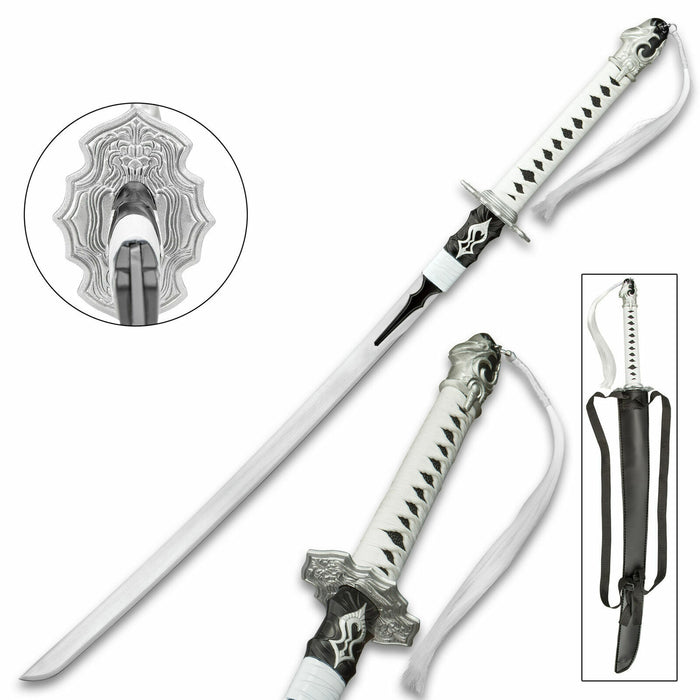 49” Anime Handmade Nier Automata Cosplay Metal Sword with Leather Sheath Game Cosplay Xmas Gift 1:1 Scale Prop Costume…