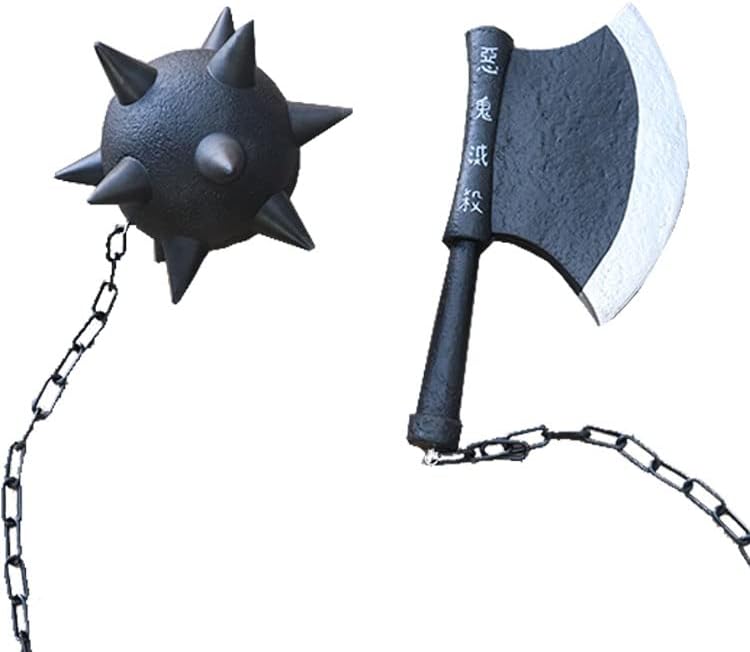 Demon Slayer Kimetsu no Yaiba Gyomei Himejima Foam Axe Meteor Hammer Cosplay Weapon Cosplay Anime Himejima Gyoumei AEX Foam Fantasy Samurai Sword Relicas Cosplay Anime Costume Katana Xmas Gift