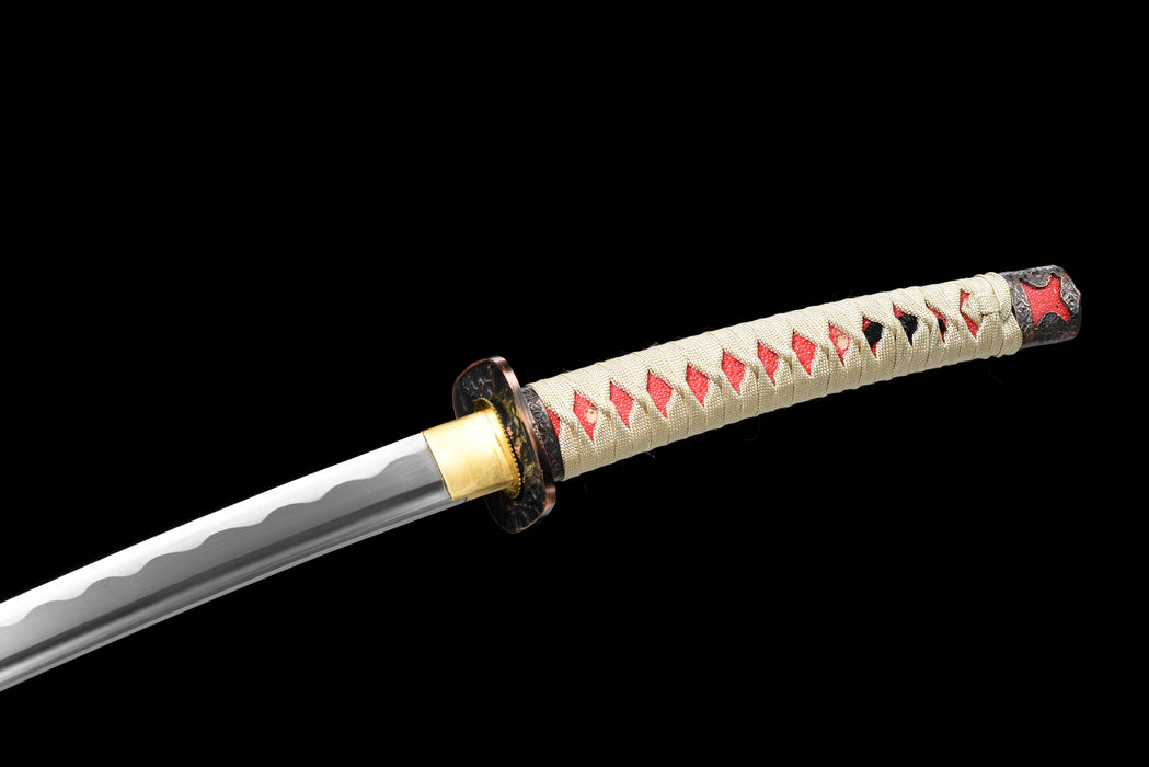 100% Handmade Sword - Fully Functional Samurai Katana Sword, Sharp 1045 Carbon Steel Blade, Hand Forged Clay Tempered, Full Tang, Black Scabbard, Certificate