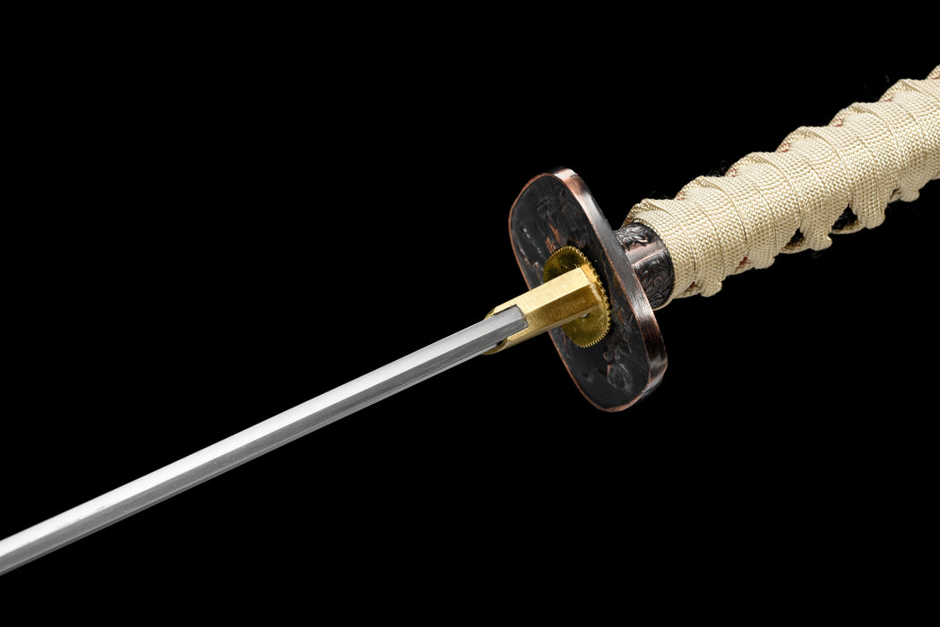 100% Handmade Sword - Fully Functional Samurai Katana Sword, Sharp 1045 Carbon Steel Blade, Hand Forged Clay Tempered, Full Tang, Black Scabbard, Certificate
