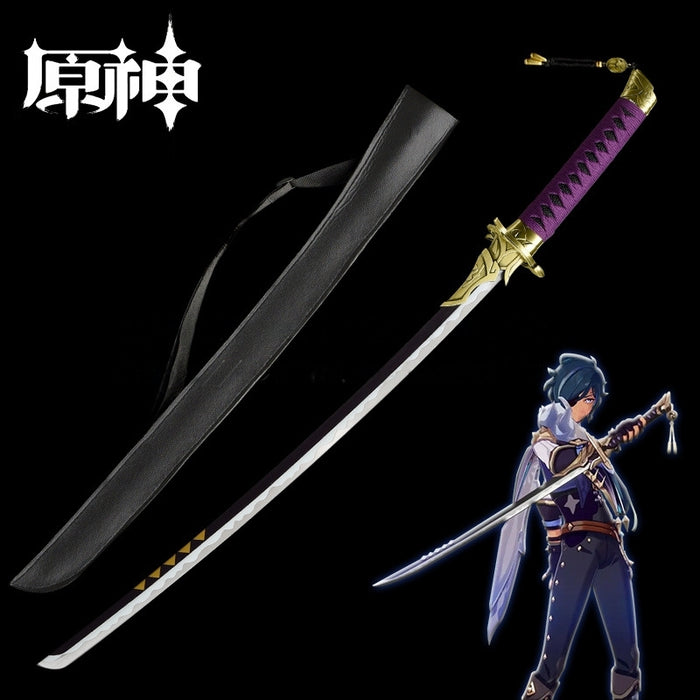 Genshin Impact game peripheral weapon Tenmoku Shadow Katana, Shinraeikawa Shinra-ryu Katana Sword, unsharpened.