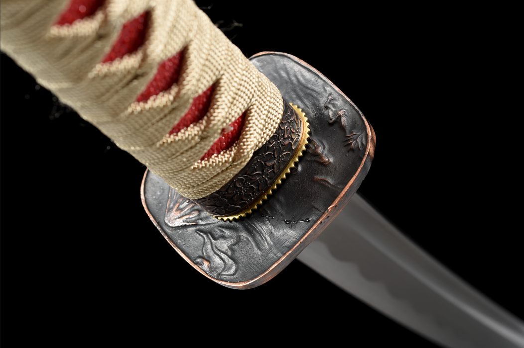 100% Handmade Sword - Fully Functional Samurai Katana Sword, Sharp 1045 Carbon Steel Blade, Hand Forged Clay Tempered, Full Tang, Black Scabbard, Certificate