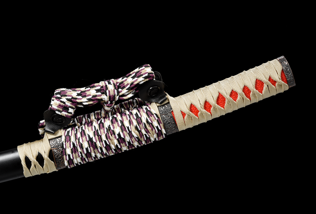 100% Handmade Sword - Fully Functional Samurai Katana Sword, Sharp 1045 Carbon Steel Blade, Hand Forged Clay Tempered, Full Tang, Black Scabbard, Certificate