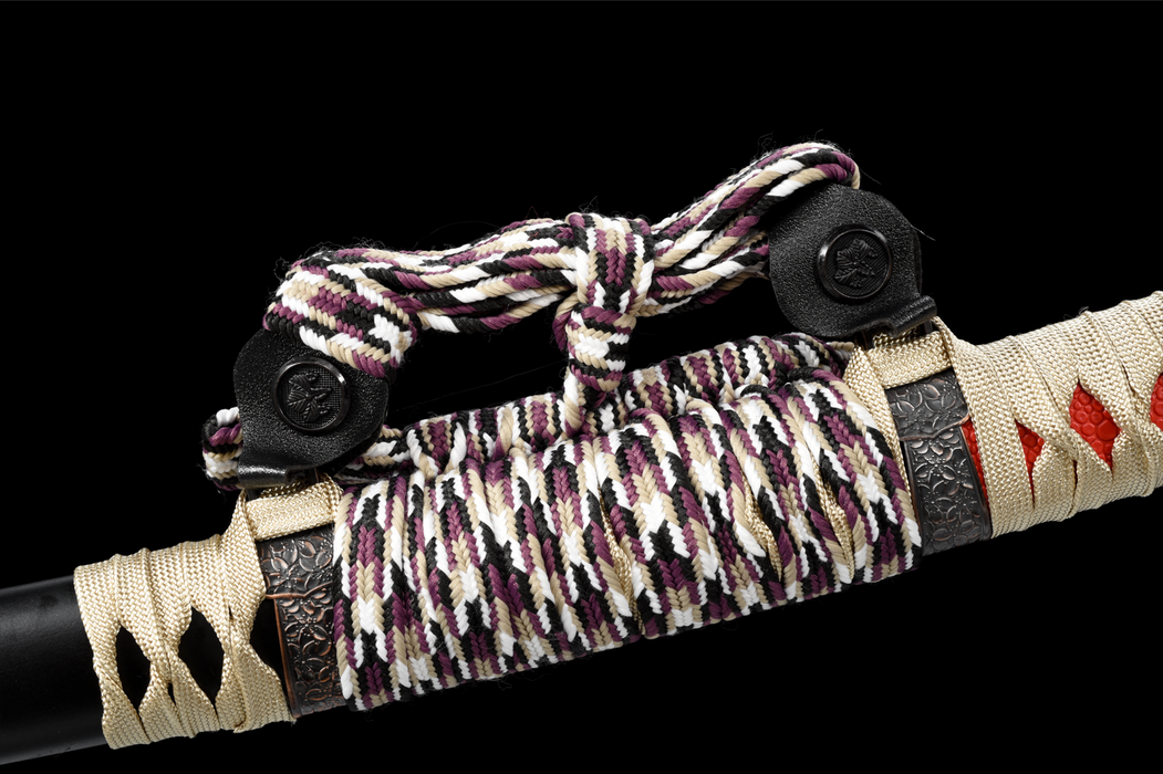 100% Handmade Sword - Fully Functional Samurai Katana Sword, Sharp 1045 Carbon Steel Blade, Hand Forged Clay Tempered, Full Tang, Black Scabbard, Certificate