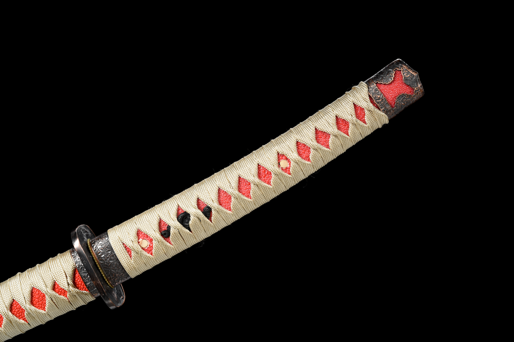 100% Handmade Sword - Fully Functional Samurai Katana Sword, Sharp 1045 Carbon Steel Blade, Hand Forged Clay Tempered, Full Tang, Black Scabbard, Certificate