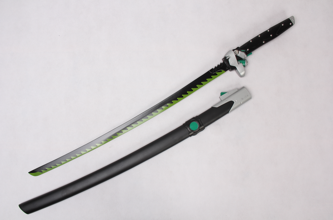 Upgrade version of Genji's sword from Overwatch, a cosplay prop of the game weapon, the "Oni" Katana, not yet sharpened.