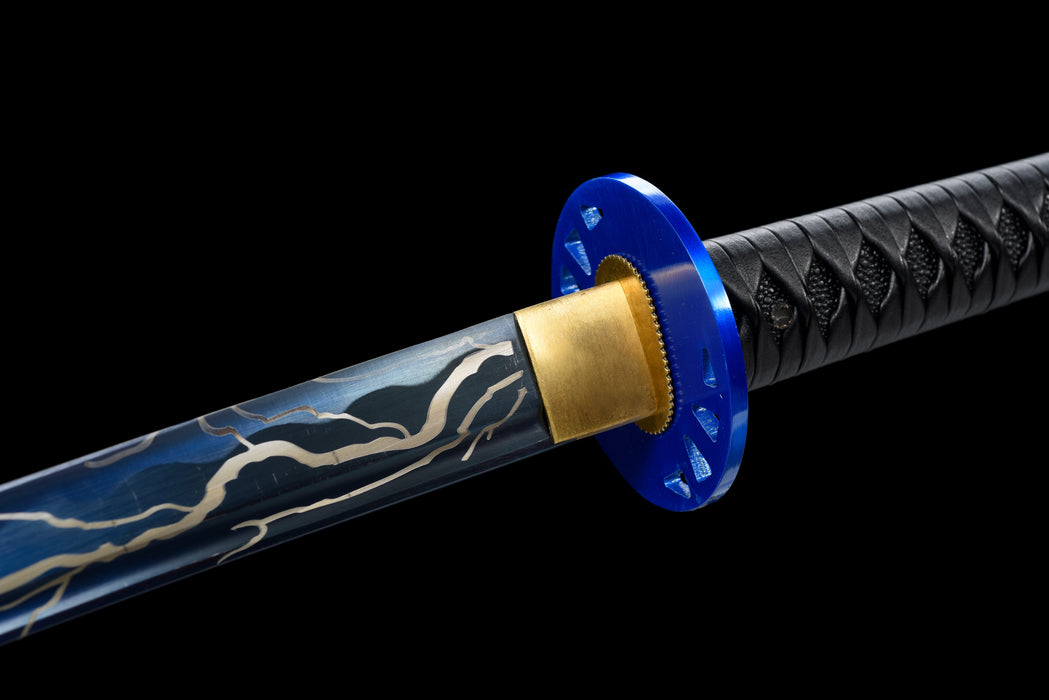 100% Handmade Sword - Fully Functional Samurai Katana Sword, Sharp 1045 Carbon Steel Blade, Hand Forged Clay Tempered, Full Tang, Black Scabbard, Certificate