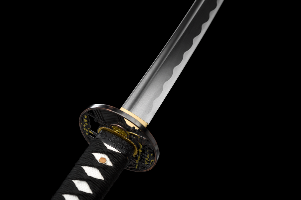 100% Handmade Sword - Fully Functional Samurai Katana Sword, Sharp 1045 Carbon Steel Blade, Hand Forged Clay Tempered, Full Tang, Black Scabbard, Certificate